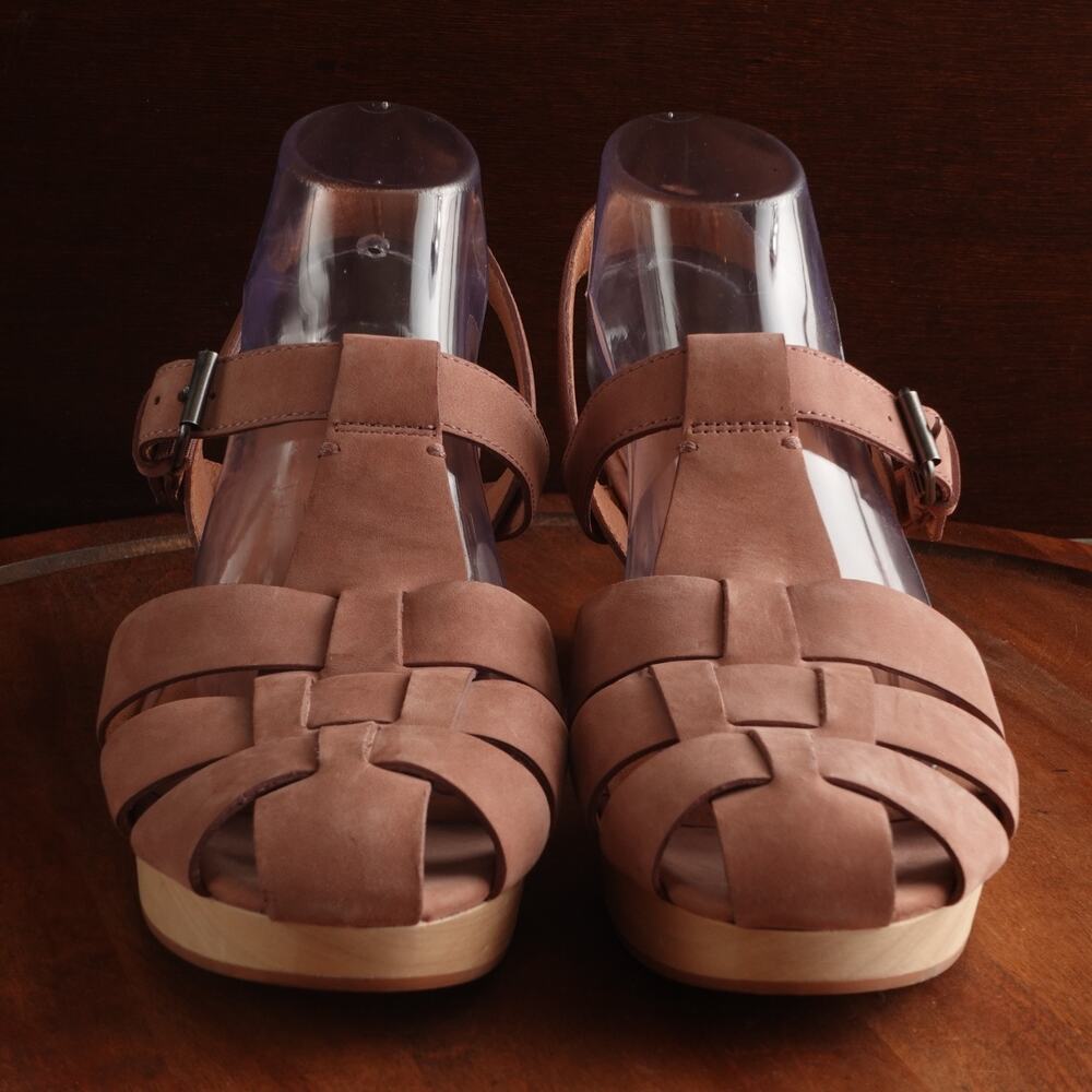 Madewell Sandals Womens Size 10 Blush Pink The Fisherman Clog Leather Boho Shoes - Picture 3 of 15